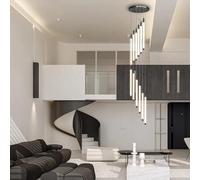 ZBZFGE Lampadario Moderno LED Leggera Nera Striscia Lunga Spirale Illuminazione Altezza Regolabile Decorazione a soffitto Alto Lampada appesa Adatta per la Sala da Pranzo Villa Cucina Ingresso