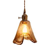 ZBZFGE Lampadella in Metallo Nero metà secolo con Globo di Vetro Moderni infissi Ciondolo a LED per Cucina e Soggiorno della Sala da Pranzo (49x18 Pollici)