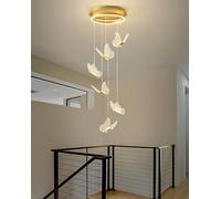 ZBZFGE Lampadier LED Forma Farfalla Staircase Decorativa Servenza a Sospensione ALTENZA Regolabile Viva in Indio Che LAMPAGNO di ACCOLI Golden DIMINABILE Adatto per Il Soggiorno Restauranti Hotel Bar