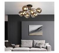 ZBZFGE Lampe da Soggiata da Sala di Villa e Studiò con Finestra di Vetro Elettronizzato Nero Oro, Luce