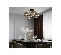ZBZFGE Lampe da Soggiata da Sala di Villa e Studiò con Finestra di Vetro Elettronizzato Nero Oro, Luce