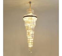 ZBZFGE LED con Lungo Lampada Moderna Luxury Villa Duplex Middle Floor Living Room Round Lighting, Moderno lampadario Crystal, Luce sospesa (Nero, freddo-D80CM Freddo)