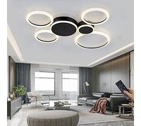 ZBZFGE Light Lamps Round Ring Designer Decorative Ceiling Lamp Dimmable with Remote Control Metal Acrylic for Living Room Hallway Creative,Gold-5 Ring，65W