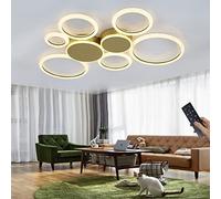 ZBZFGE Light Lamps Round Ring Designer Decorative Ceiling Lamp Dimmable with Remote Control Metal Acrylic for Living Room Hallway Creative,Gold-5 Ring，65W