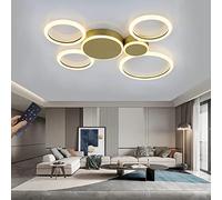 ZBZFGE Light Lamps Round Ring Designer Decorative Ceiling Lamp Dimmable with Remote Control Metal Acrylic for Living Room Hallway Creative,Gold-5 Ring，65W