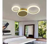 ZBZFGE Light Lamps Round Ring Designer Decorative Ceiling Lamp Dimmable with Remote Control Metal Acrylic for Living Room Hallway Creative,Gold-5 Ring，65W