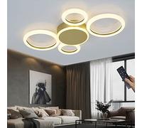 ZBZFGE Light Lamps Round Ring Designer Decorative Ceiling Lamp Dimmable with Remote Control Metal Acrylic for Living Room Hallway Creative,Gold-5 Ring，65W