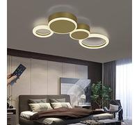 ZBZFGE Light Lamps Round Ring Designer Decorative Ceiling Lamp Dimmable with Remote Control Metal Acrylic for Living Room Hallway Creative,Gold-5 Ring，65W