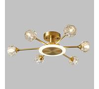 ZBZFGE Luminari di per Soggiorno e Cucina con lampadine G9, Stile Industriale e Mid-Century, 6 Testi, Colore Oro