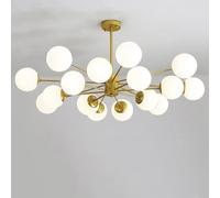 ZBZFGE Medio secolo Oro Sputnik con soffitto in Vetro di Latte sospeso a Sospensione Grande lampadario Foyer Industriale Vintage per Soggiorno Cucina Camera da Letto Isla Lampada (16 li