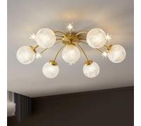 ZBZFGE Mid secolo Moderno Globe di Vetro Vintage a sfioramento del Chiaro Oro Nero Sputnik Grande lampadario Lampada soffitto Industriale per Soggiorno Sala Pranzo Camera da Letto Fattoria