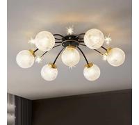 ZBZFGE Mid secolo Moderno Globe di Vetro Vintage a sfioramento del Chiaro Oro Nero Sputnik Grande lampadario Lampada soffitto Industriale per Soggiorno Sala Pranzo Camera da Letto Fattoria