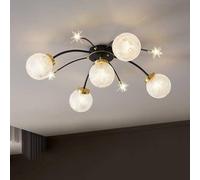 ZBZFGE Mid secolo Moderno Globe di Vetro Vintage a sfioramento del Chiaro Oro Nero Sputnik Grande lampadario Lampada soffitto Industriale per Soggiorno Sala Pranzo Camera da Letto Fattoria