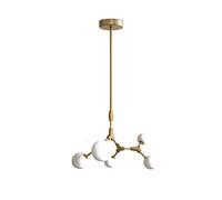 ZBZFGE Moderno lampadario a 8 luci Irregolari Finestra di Cromo in Metallo Rotondo Vintage Industriale Durante la Luce sferica Bianca in Vetro sferico per Le Teste a 4 n-Nere （Chrome-5）