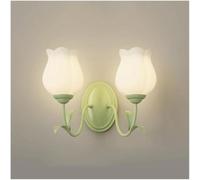 ZBZFGE murale di Fiori retrò, Lampada a Parete Floreale Verde nordica 3-Color Dimmable Wall Soggiorno per Il del Comodino Camera da Letto (Tulipano, 2 Luce)