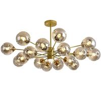 ZBZFGE soffitto del lampadario Bolle Vetro Oro riflettore LED Sfera Ambra Nera di metà secolo Lampada a Sospensione Moderna Soggiorno per la Sala da Pranzo kitche (16 luci-Morto Grigio)