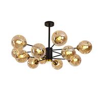ZBZFGE Sospensione a soffitto, Sala Pranzo Camera da Letto Soggiorno, Moderna concisa- Lampada Magica,- Luce di Lusso Nero e Copertina Ambra 6t, lampadario