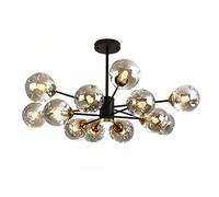 ZBZFGE Sospensione a soffitto, Sala Pranzo Camera da Letto Soggiorno, Moderna concisa- Lampada Magica,- Luce di Lusso Nero e Copertina Ambra 6t, lampadario