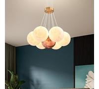 ZBZFGE Stampa 3D Moon Planet Cioncant Light Nordic Grande lampadario Nordico per la Camera da Letto Gilrs Isola Soggiorno - Milk Round Cluster Bubble Dining