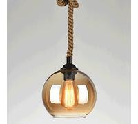ZBZFGE Stane CHEP Rope Chandelier E27 LAMPAGGIO Retro - Sfera di Vetro Luce sospesa Sospensione Rampioni Pendente Soggiorno Sala da Pranzo Dining Decoration Fishing Fishings lampadario a soffitto,