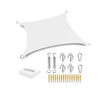 ZBZFGE Tenda a Vela da Esterno Rettangolare Vela Parasole Rettangolare Tenda da Sole con Corda e Kit di Ferramenta Gratuiti Anti-UV Impermeabile, per Giardino Patio Balcone Estate, Bianco