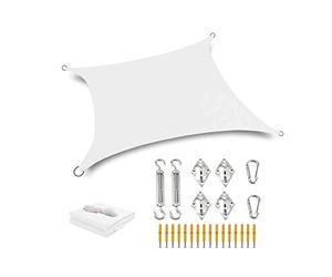ZBZFGE Tenda a Vela da Esterno Rettangolare Vela Parasole Rettangolare Tenda da Sole con Corda e Kit di Ferramenta Gratuiti Anti-UV Impermeabile, per Giardino Patio Balcone Estate, Bianco