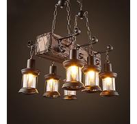 ZBZFGE Vintage, Lampada retrò Altezza in Legno illuminante Regolabile, E27 Industriale Soggiorno Cafe lampadario soffitto di Luce luci a Sospensione