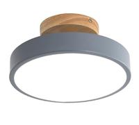 ZBZFGE Wooden Shade Metal Ceiling Lamp Flush Mount Light Fixture for Hallway Bedroom Dining Room 3 Color Options(Pink)