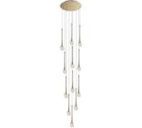 ZBZFGE Wqhplmd 12 lampadari Lunghi Leggeri soffitti Alti Foyer Ingresso Bolle Cristalli di Pioggia Goccia lampadario lineare Vetro in Oro LED sospesa a Sospensione per Soggiorno roo