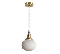 ZBZFGE Wqhplmd Giapponese Stile retrò Ottone Appeso in Bianca Ceramica a Testa Singola Lampada appesa casa Veranda Camera da Letto lampadario Creativo