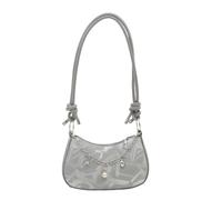 ZCABYBD Borsa Donna dal Temperamento E dallo Stile Straniero A Tracolla Design di Nicchia alla Moda in Pu da Ascella Semplice-Argento