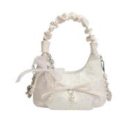 ZCABYBD Borsa Donna Delicata A Pieghe dallo Stile Straniero, alla Moda E Versatile per Le Donne, Tracolla con Catena-Bianco