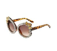 ZCABYBD Occhiali da Sole Cat-Eye, Specchio Decorativo alla Moda E di Tendenza, Full Frame Tempestati Diamanti-3