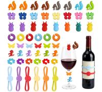 Zcbzbn 54 marcatori per bicchieri, riutilizzabili, in silicone, per bicchieri da vino, tazze, bicchieri da bere, marcatori colorati