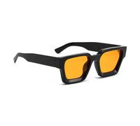 Zcbzbn Occhiali da sole rettangolari vintage per uomo e donna, stile retrò, protezione UV400, alla moda, con montatura quadrata nera a tartaruga, Nero