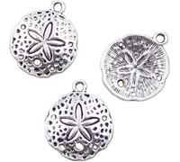 Zcccc 20 ciondoli in argento a forma di stella marina, per la creazione di gioielli e artigianato, 25 x 21 mm