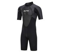 ZCCO Mute da uomo in neoprene di alta qualità, 3 mm, chiusura lampo posteriore, a maniche corte, per pesca spearfishing, surf, snorkeling, canoa, sub (nero, L)