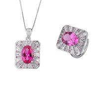 ZCCZJS 10 * 14 mm Ruby Rings Neckeries da wedding Set di gioielli per gli accessori per la fidanzata realizzati in Cina