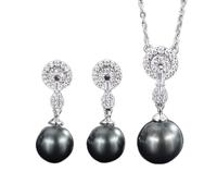 ZCCZJS 12-14 mm Bianco bianco Big Big Pearl Diamond Necklace Orecchini a goccia per i set di gioielli da sposa dell'anniversario delle donne