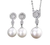 ZCCZJS 12-14 mm Bianco bianco Big Big Pearl Diamond Necklace Orecchini a goccia per i set di gioielli da sposa dell'anniversario delle donne