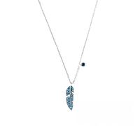 ZCCZJS 925 Collana a Ciondolo a Foglia di Cristallo Blu Collana a Sospensione per Le Donne Collare Girocollo di gioielleria