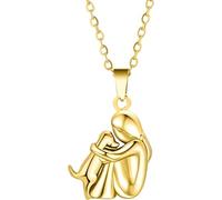 ZCCZJS Accessori 925 Collana Abbraccio in Argento Sterling per Donne e Uomini, Collana di Cani abbracciata, Abbraccio a Mamma e Bambino, Ciondolo di Ali d'Angelo, abbracci a Due Mani e Baci,
