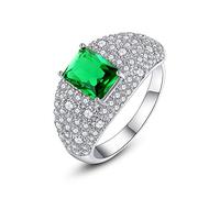 ZCCZJS Anelli aperti per donne, ad anello regolabile Fashioni elegante Elegante regalo di cristallo verde d'argento Regalo di gioielli romantici per le donne Coppia di coppia fidanzamento Eternity