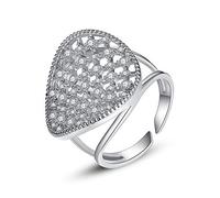ZCCZJS Anelli aperti per donne, anello regolabile a doppio strato vuoto zircone anello zircone regalo di gioielli per femminile coppia fidanzamento fidanzamento eternità anello di Natale