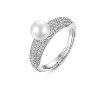 ZCCZJS Anelli aperti per donne, anello regolabile Elegante regalo di gioielli romantici di cristallo di perle per le donne coppia di fidanzamento Eternity Anello Eternity Ringi di Natale