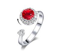 ZCCZJS Anelli aperti per donne, anello regolabile rotondo rotondo zircone rosso zircone regalo di gioielli per le donne coppia fidanzamento di fidanzamento eternità anello di Natale