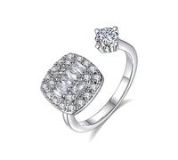 ZCCZJS Anelli aperti per donne, anello regolabile Silver Square Zircone Ringi romantico Gioielli per le donne Coupino fidanzamento Eternity Anello Eternità Regalo di Natale