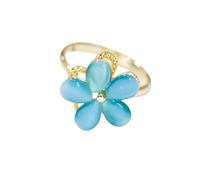ZCCZJS Anello di dito involucro blu in rotazione per donne zirconia cubica petali floreali Dichiarazione floreale anelli di banda regolabile aperti chic impegnati promettenti eternità