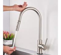 ZCCZJS Bianbianbh Sensor Touch Cucina rubinetti da Cucina, Rubinetto da Cucina con spruzzatore a tiro Verso Il Basso, Rubinetto del lavello attivato in Ottone, Tocco di Mixer a Monte a Monte a