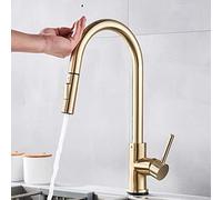ZCCZJS Bianbianbh Sensor Touch Cucina rubinetti da Cucina, Rubinetto da Cucina con spruzzatore a tiro Verso Il Basso, Rubinetto del lavello attivato in Ottone, Tocco di Mixer a Monte a Monte a